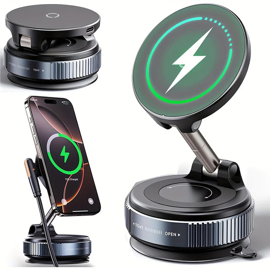 360° Magnetic Car Phone Holder | Vacuum Suction Mobile Stand for Car Dashboard & Windshield | Universal Smartphone Mount