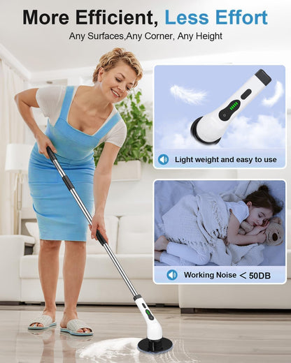 9-in-1 Cordless Electric Spin Scrubber | Rechargeable Bathroom & Floor Cleaning Brush