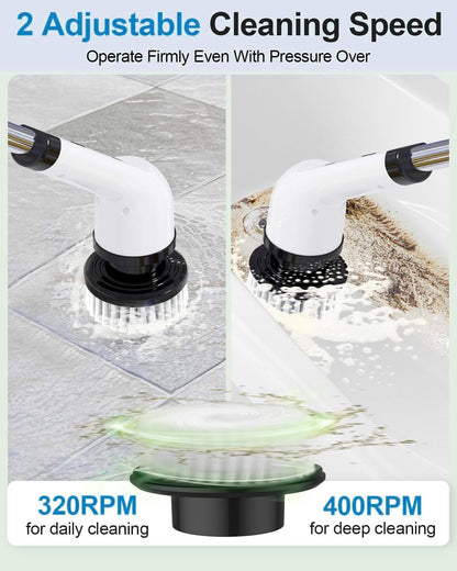 9-in-1 Cordless Electric Spin Scrubber | Rechargeable Bathroom & Floor Cleaning Brush
