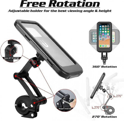 360° Waterproof Motorcycle & Bicycle Mobile Phone Holder | Universal Bike Phone Mount