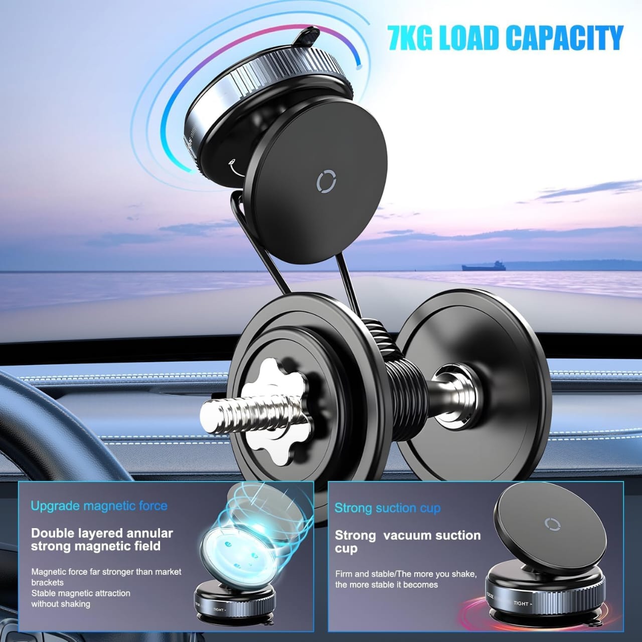 K009 Magnetic Phone Holder | 360° Universal Magnetic Car Dashboard Mobile Stand