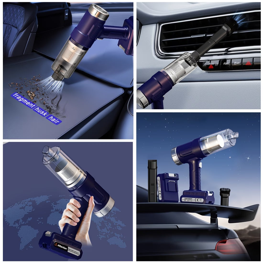 High Power Cordless Car Vacuum Cleaner , 120AW Suction, Portable Handheld Vacuum for Car, Home & Office