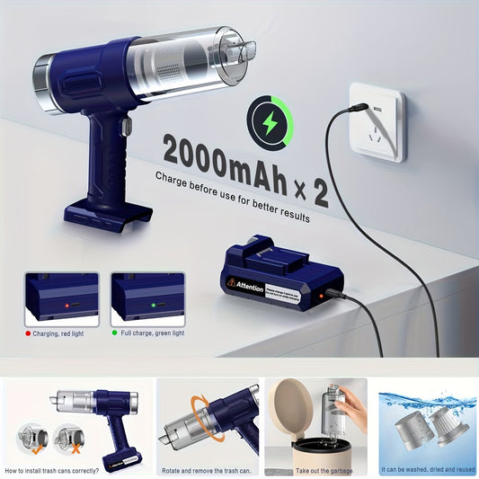 High Power Cordless Car Vacuum Cleaner , 120AW Suction, Portable Handheld Vacuum for Car, Home & Office