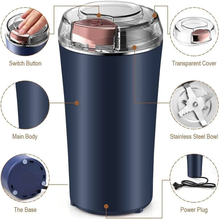 Electric Coffee & Masala Grinder – Fresh Powder in Just 10 Seconds